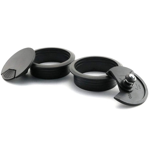 Two Pack 2 Inch Desk Grommet Hole Covers For Office PC Desk Cable Management 50mm Hole ABS Plastic Wear Resistant Durable Black 2 Pcs