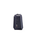 Side view of black Battery Powered Stereo Amplifier For Guitars And Keyboards Totally Portable Mini PA with input ports visible
