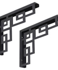 Rock Solid Heavy Duty Iron Corner Shelf Brackets Two Pack with decorative design for stylish storage support.