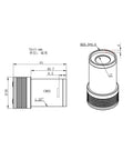 Technical blueprint of 1.2MP Monochrome Astronomy Camera With 1280x960 CMOS Sensor, USB Type-C, ST4 Guiding Port, Ultra Compact Body.