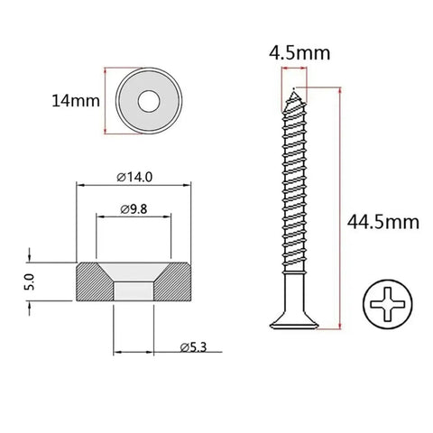 Guitar Neck Joint Bushings Set Pro Grade With Neck Mounting Screws And Bass Ferrules Replacement Parts For Electric Guitar Or Bass Recessed Neck Screw Bushings Lightweight Durable Easy To Install Color 02, 14mm bushings and 44.5mm screw