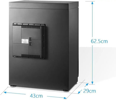 Top Tier 3D Printer Filament Dryer Box With Smart Auto Humidity Control And Zap Ptc Heating For Two Spools side view dimensions 62.5cm x 43cm x 29cm.