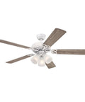 Vintage 52 Inch Indoor Ceiling Fan With Light, White Finish, Reversible White And Whitewashed Pine Blades