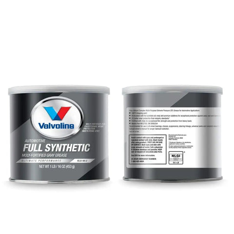 Front and back view of Full Synthetic Gray Multi Purpose Grease For Bearings And Machinery Two Jars Total 32 Oz Heavy Duty Extreme Pressure