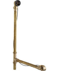Solid Brass Cable Actuated Rough In Bathtub Drain Assembly No Fuss Design Built Hard For Straight Forward Install And Smooth Water Flow Fits Most Standard Tubs Just Pick Your Matching Finish Plate. Side view of solid brass drain with cable.
