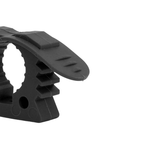 Side view of Heavy Duty Rubber Clamp Mount for Roof Rack Shovel Holders Four Pack 30 to 40mm Clamps with textured grip