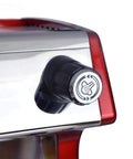 Close-up of stainless steel brew head on Italian Double Head Espresso Machine For Home And Pro Use, Pro Grade, 3000W