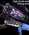Heavy Hitting Electric Hydraulic Cable Cutter And Wire Crimper With Bright LED Screen And Swap Ready Battery For Aluminum And Armored Copper Wires Clean Cuts Zero Hassle Contractor Staple with high brush motor shown.