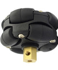 Omni-directional wheel for robotics toy, 1.5" (38mm) with black rubber rollers and brass hub