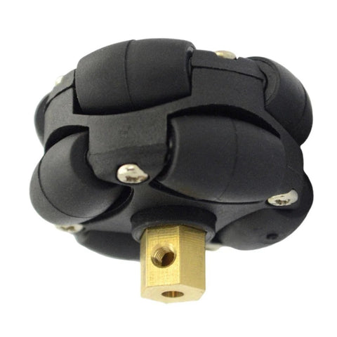 Omni-directional wheel for robotics toy, 1.5" (38mm) with black rubber rollers and brass hub