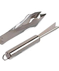 Stainless Steel Pineapple Eye Peeler and V Shape Cutter With Clip for Easy Eye Removal Core and Peel No Fuss Tool in silver color