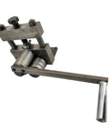 Manual Ring Roll Bender for Sheet Metal Bead Rolling and Plate Steel Forming, durable steel tool with hand crank.
