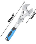 Versatile Flexhead Adjustable Wrench 10 To 12 Inch Ratcheting Crescent Wrench with blue handle and dimensions labeled
