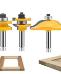 Three Piece Router Bit Set With Half Inch Shank For Round Over Raised Panel Cabinet Doors Ogee Rail And Stile Woodworking Bits