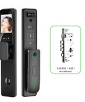 Keep Your Crib Secure On Autopilot With Fingerprint Smart Lock Visual Intercom Password Entry Wide Angle Night Vision Camera Auto Light Sensor, black aluminum smart door lock with screen and keypad.