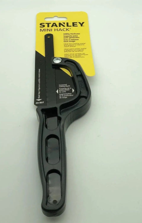 Light Duty 10 Inch Mini Hacksaw With One Handed Grip And Thumb Rest Ergonomic Handle packaged on white background