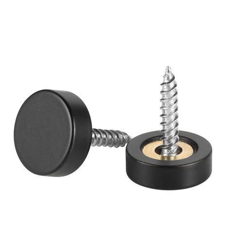 Solid Brass Screw Cover Caps Black Finish 0.6 Inch Diameter 15.3 Mm 20 Pack With Screws And Washers For Flat Head Self Tapping Screws Sizes 6 8 10 Sign And Advertising Hardware For Mirrors