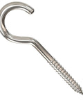10 Pack Badass Nickel Plated Steel Screw Hooks with 4 Inch Shank and 1.5 Inch Eye for garage storage and DIY projects.
