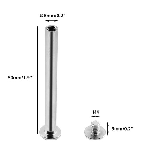 Heavy Duty M5 X 50Mm Chicago Screws And Binding Posts With Badass Grade Carbon Steel Hardware Kit showcases a 50mm silver binding screw.