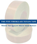 Heat Resistant Teflon Tape Roll For Heat Sealers And VFFS Machines, PTFE Coated Fiberglass With Yellow Liner displayed on reel