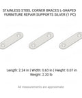 Sturdy L Shaped Corner Brace For Wobbly Chairs And Tables Stainless Steel Support Bracket In Silver Finish length 2.24 in