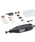Dremel rotary tool kit with 15 accessories and storage case, front view