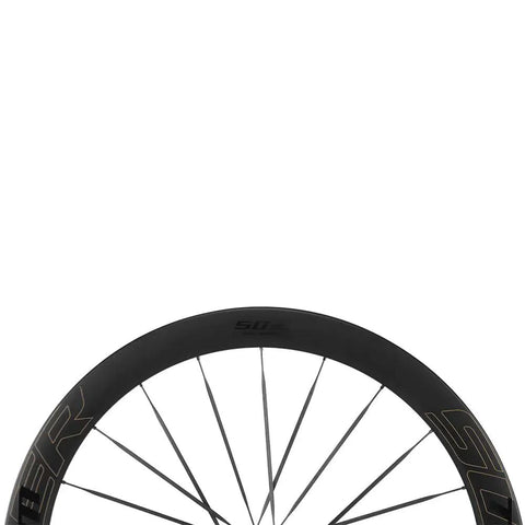 Ultra Light Carbon Road Disc Wheelset With Tubeless Setup And Carbon Spokes, shown with smooth black rim details