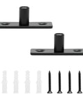 Bottom Mount Barn Door Floor Guide Two Pack T Shape Matte Black Roller Guides For Grooved Or Ungrooved Doors With Built In Rollers