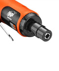 Mini Pneumatic Straight Die Grinder 25000 RPM Inline Air Tool showing collet and throttle details for precise grinding tasks.