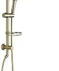Gold Finish Retrofit Shower Faucet Set With 9 Inch Rainfall Head And 3-Setting Handheld, Adjustable Slide Bar, Soap Dish