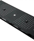 Matte black bar rain head of the smart thermostatic shower system for a slick spa vibe.