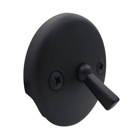 Universal Bath Tub Trim Conversion Kit With Beehive Grid Drain And Trip Lever Faceplate, matte black two-hole faceplate