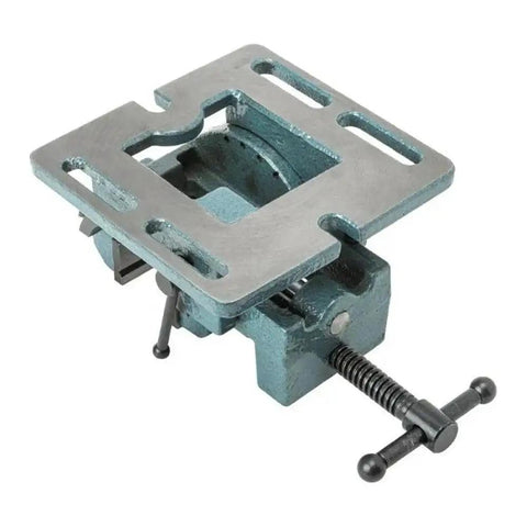 Badass Cradle Style Angle Drill Press Vise with three inch jaw span for precision drilling and solid locking mechanism.