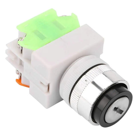 Two Position Key Operated Rotary Switch 22mm Panel Mount 220V 5A NO NC Design With Flame Retardant Housing And Superior Insulation For Industrial Equipment And Safe Reliable Power Control front view