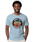Classic Engineered Vintage Tee Featuring Gear And Lightbulb Badge For Makers And Problem Solvers With Soft 100 Cotton Fit Perfect For Garage Projects And Daily Wear on a model.