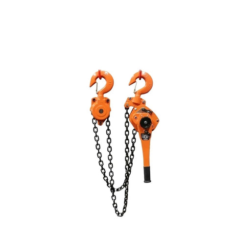 Solid Hand Operated Chain Hoist With 1.6 Ton Lifting Power And 15 Meter Lift Height for heavy lifts, featuring strong steel hooks and chains.