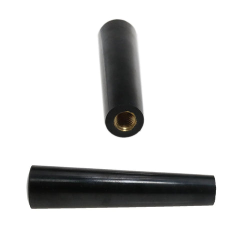 Black Revolving Wooden Stove Handle with 3/8 Inch Threaded Knob, Bakelite Core and Electroplated Metal Accent, for Fireplace Door
