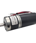 Powerful 12V And 24V Dc Planetary Gear Motor With Insane Torque And Low Noise For Reliable Automation Projects And Custom Robotic Builds That Run Smoothly, showing a 24V motor with black casing and attached wires.