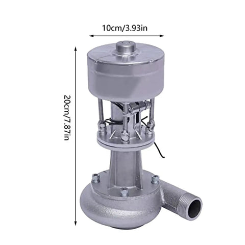Front view of Grab And Go Portable Micro Hydro Generator 500W 110V For Home Use Lightweight Silver Water Turbine with dimensions