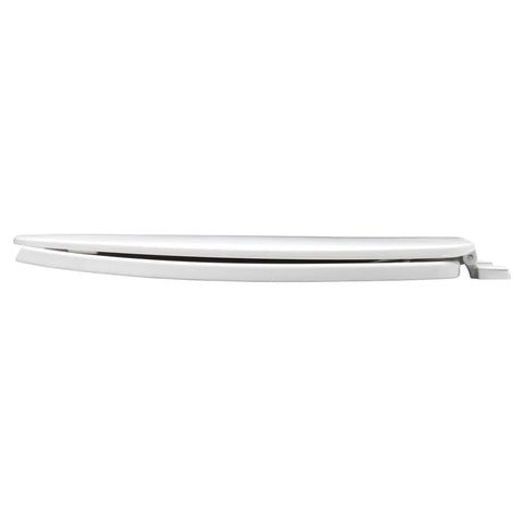 Side view of Open Front Plastic Elongated Toilet Seat For Commercial Restrooms With Heavy Duty Industrial Grade And Lid