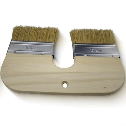 U Shaped Limewash Paint Brush With Double Head For Mineral Paints 200mm Natural Pig Bristle Stainless Steel Ferrule Ergonomic Handle