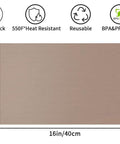 Nonstick Reusable PTFE Paper Sheets For Heat Press And Sublimation, 12x16 Inch, Easy Clean, BPA Free, PFOA Free, 3 Pack shown with features