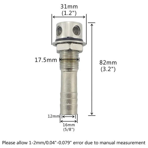 316 Stainless Steel Gas Tank Vent Cowl With Mounting Gasket And Hardware For Marine Boats And Yachts, vent measurements