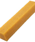 Side view of yellow abrasive eraser stick, 1-1/2 x 1-1/2 x 8 in, sanding block