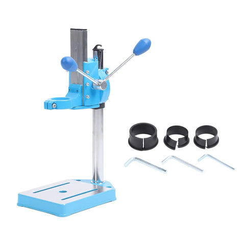Heavy Duty Cast Iron Electric Drill Stand Precision Machined Rotatable Multifunctional Drill Press Adapter For Wood Plastic Aluminum 40cm workbench mount with blue lever and accessories.
