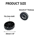 Plastic Toy Car Wheel Set With 2mm Round Shaft Axles For RC Cars Trucks And DIY Robots 30mm Black Wheels with size dimensions