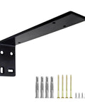 Heavy Duty Floating Shelf Brackets In Black For Wood Shelves Hidden L Brackets with included screws and wall anchors
