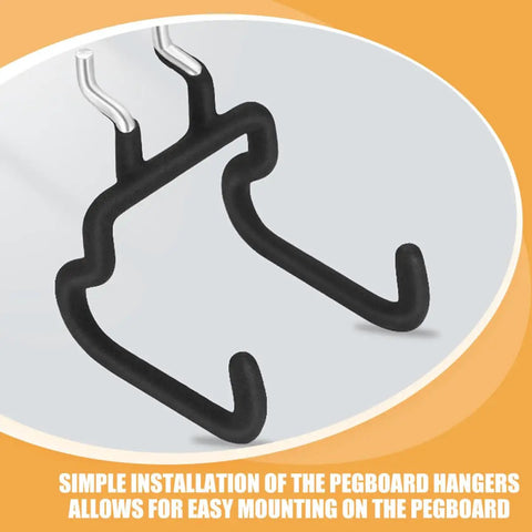 Heavy Duty Black Pegboard Hooks For Garage Tool Storage, Built Tough Steel And Rubber Wall Mounts, Universal Drill Plier Holders, Solid Shop Upgrade To Hang Em All Safely