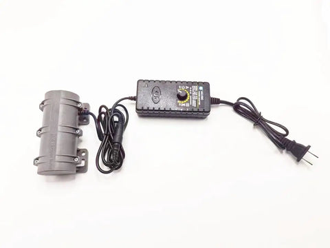 24V Vibration Motor With 110V Adjustable Speed Power Adapter 3800 RPM Shaker Motor For Massage Beds And Vibration Chairs Beefy Quiet Easy Install For Home Use, gray motor and adapter
