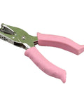6mm Handheld Single Hole Punch For Paper With Durable Metal Body And Rubber Grip Handle, pink handles, on white background